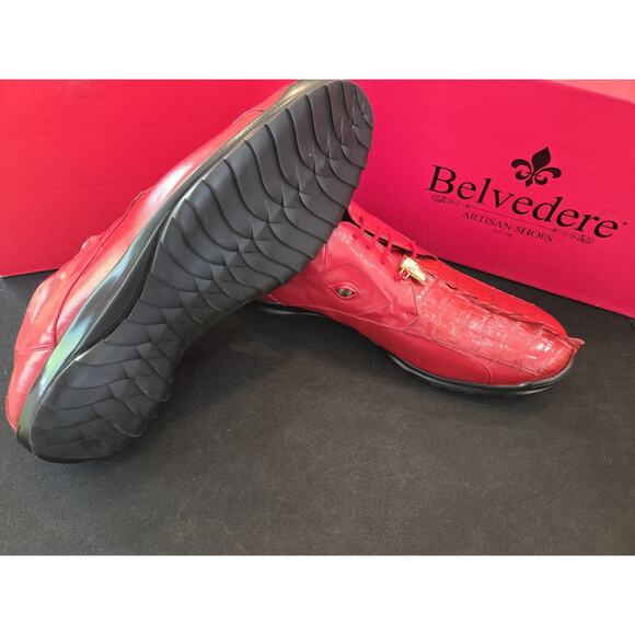 Vasco Belvedere US 15 Hornback Crocodile Soft Calf Sneaker Shoes Red 336122 main image 7